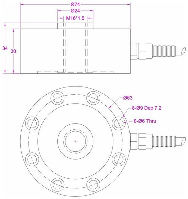 sensor 5Kn de la fuerza de compresión