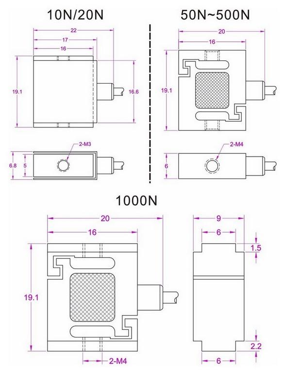 sensor miniatura 10N de la tensión