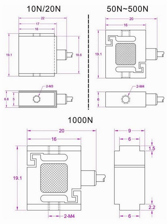 sensor micro 500N de la tensión