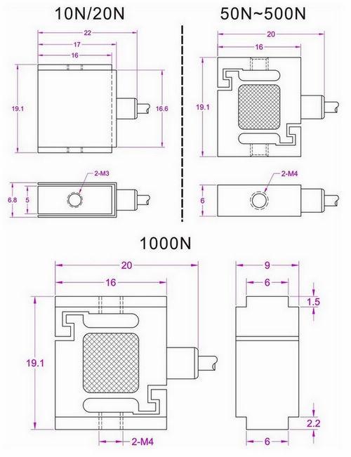 sensor 10N de la fuerza de la tensión