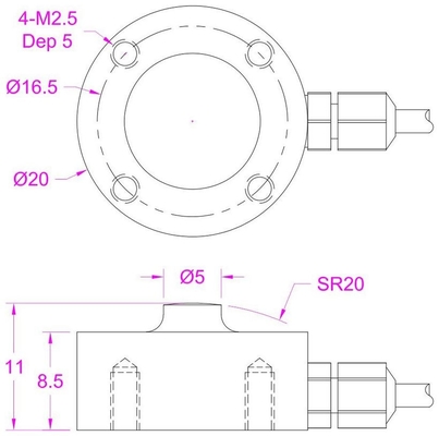 Miniature Button Type Compression Force Sensor 10kN 20kN Compression Force Measurement