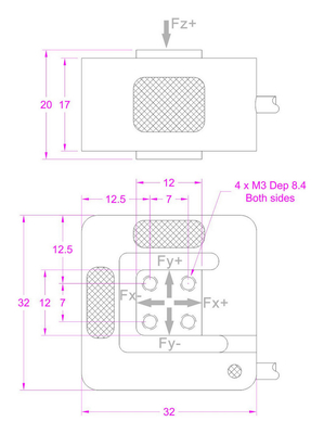 Miniature 3D Load Cell 50N 100N 200N Micro Multi-Axis Force Sensor