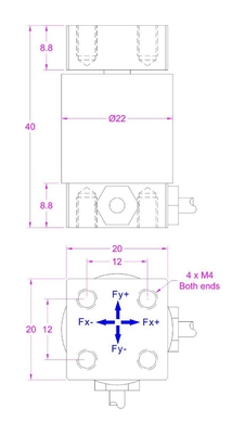 Bi-axial Load Cell 1kg 2kg 5kg 10kg 20kg 30kg 50kg 100kg 2D Force Sensor