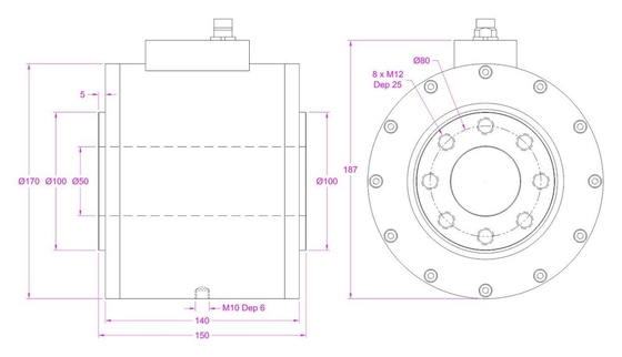 Hollow Flange Rotary Torque Transducer 0-10kNm With Speed Measurement