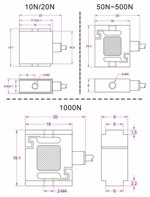 Small size tension sensor 1kN tension force measurement load cell 100kg