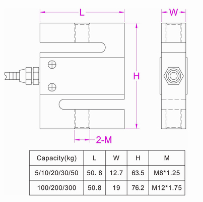 S-Beam Tension Compression Load Cell 5kg 10kg 20kg 30kg 50kg 100kg 200kg 300kg