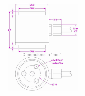 Cylindrical Compression Load Cell 200N Miniature Flange Compression Load Cell 500N
